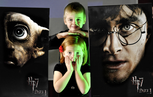 Potty about Harry: Lewis Galloway and Laurie Grierson, celebrating the school's film and media themed projects
