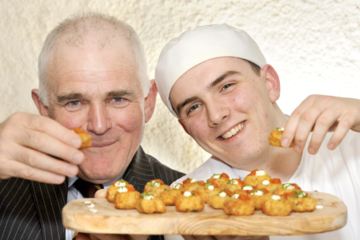 Jim Mather, minister for enterprise, energy and tourism, launches Scottish Tourism Week with trainee chef Ryan Sainsbury