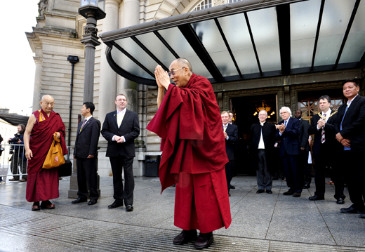 The Dalai Lama arrives at Edinburgh's Usher Hall