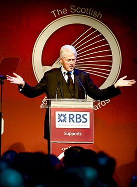 Former president Bill Clinton delivers the keynote speech at the Scottish Business Awards