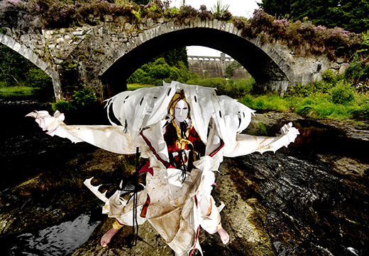 Sporopollen - a performance art event set against the mighty wall of Clatteringshaws Reservoir dam