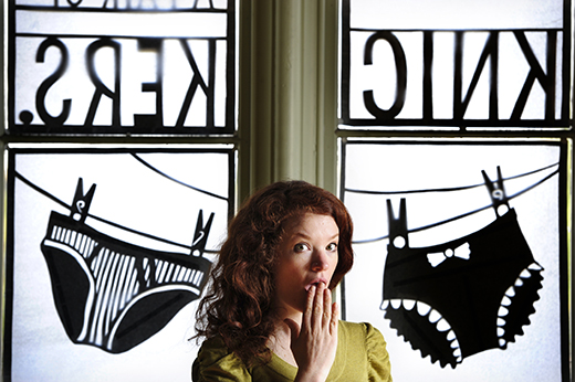 Astrid Jaekel and her cardboard 'stained glass' artwork derived from daily life